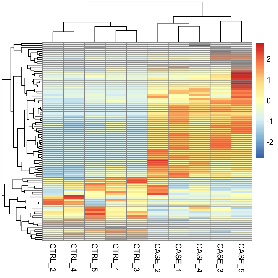 Clustering and visualization of the topmost variable genes as a heatmap.